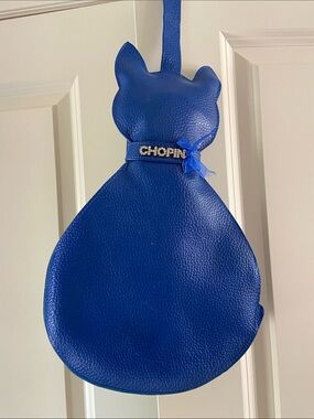 Blue Cat-Shaped Crossbody Bag with 'CHOPIN' Accent